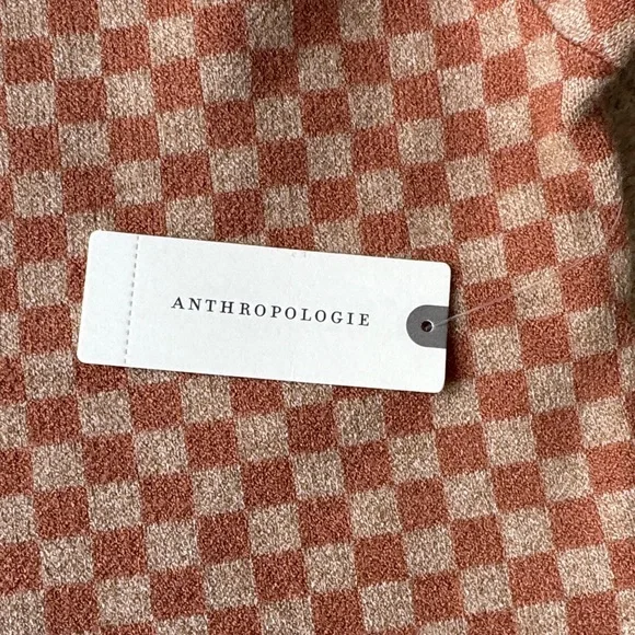 Maeve Brown Checkered Sweater with Pink Heart from Anthropologie - Picture 7 of 10